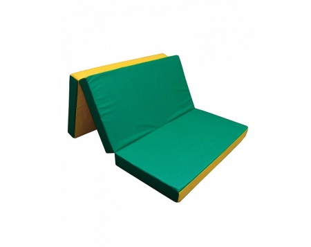 Мат спортивный гимнастический складной 150х100х10 см (3 сложения) желто-зеленый фото