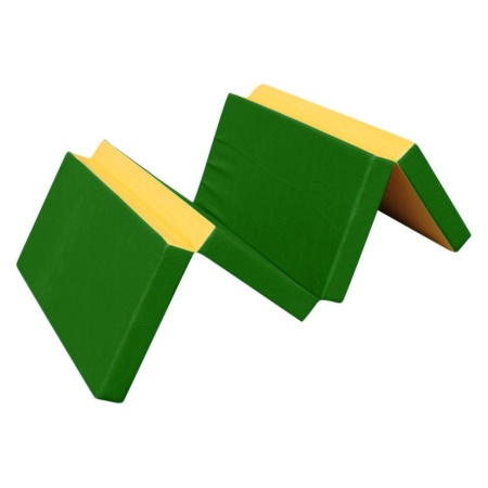 Мат спортивный гимнастический складной 200х100х10 см (4 сложения) желто-зеленый фото