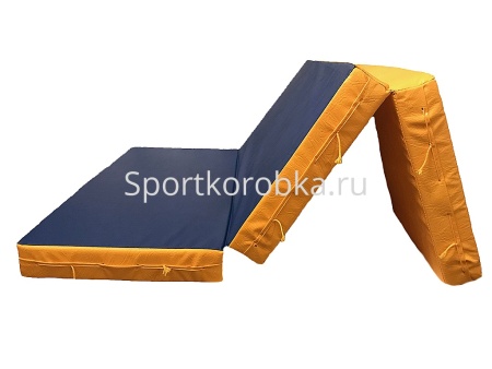 Мат спортивный гимнастический складной 150х100х10 см (3 сложения) желто-синий фото